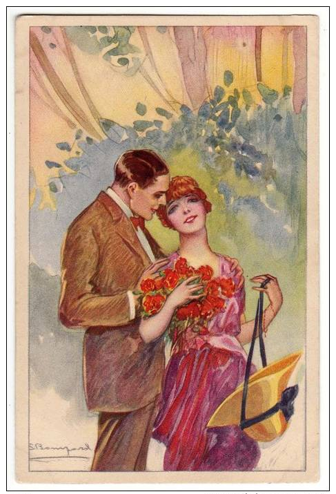 ILLUSTRATORS S. BOMPARD ITALY ART DECO A COUPLE Nr. 650-4 OLD POSTCARD - Bompard, S.