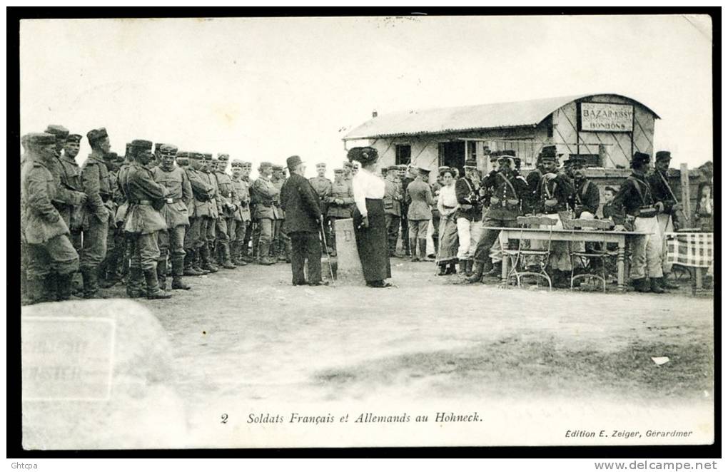 CPA.   Frontère D´Alsace.     Soldats Français Et Allemand Au Hohneck. - Gerardmer