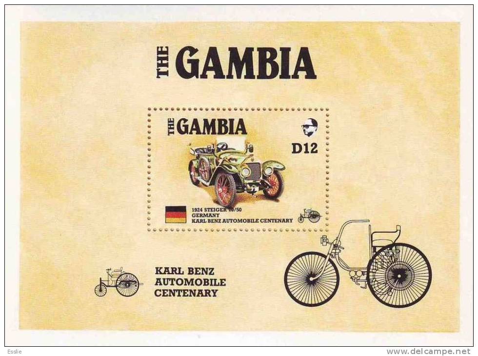 Gambia - AMERIPEX 1986 - Miniature Sheet - Karl Benz Automobile Centenary - Gambie (1965-...)