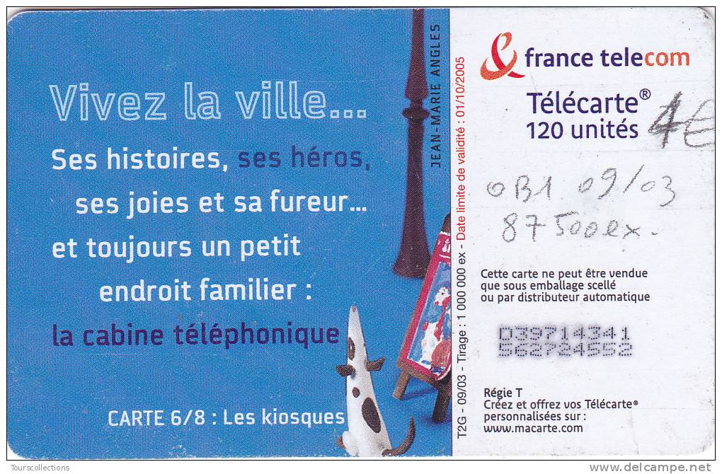 TELECARTE 120 U @ LES METIERS DE LA RUE - 6 - LES KIOSQUES A JOURNAUX - 87 500 Ex @ OB2 - 09/2003 - 2003