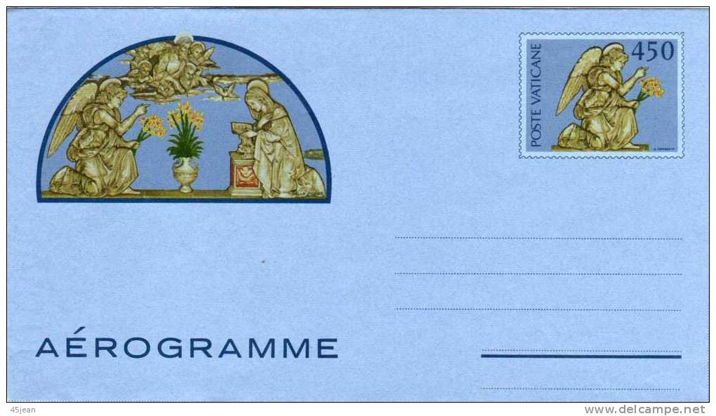 Vatican: Très Bel Entier Aérogramme " Ange Gabriel Et La Saint Vierge" Je Pense - Postal Stationeries