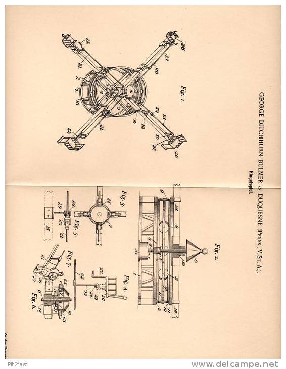 Original Patentschrift - G. Bulmer In Duquesne , Penns., USA , 1902 , Carousel , Karussell  , Ringelspiel !!! - Oud Speelgoed