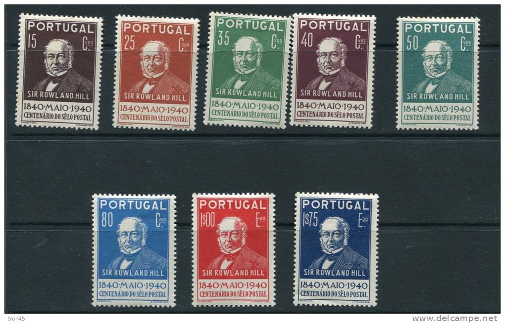 Portugal 1940 Sc 595-602 Mi 622-9 MH CV 100 Euro Rowland Hill Set - Rowland Hill