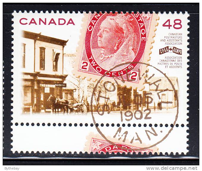 Canada MNH Scott #1956 48c Post Office, Stonewall MB; 2c Victoria Stamp, 1902 Datestamp With Tab At Bottom - Neufs