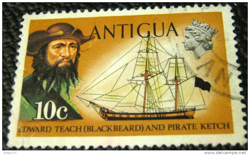 Antigua 1970 Edward Teach Blackbeard 10c - Used - 1960-1981 Autonomie Interne