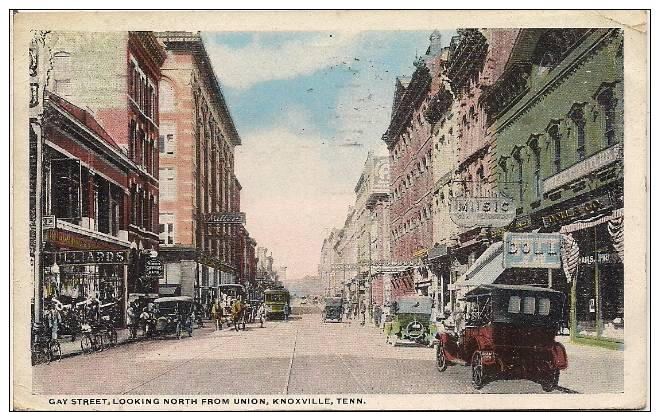 Gay Street Looking North From Union, Knoxville, Tennessee, TN, 1920 Early Modern Era Postcard # 7947 - Knoxville