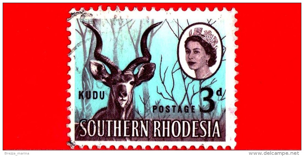 RHODESIA  - Usato - 1966 - Rhodesia Del Sud - Animali - Kudu - 3 - Rodesia Del Sur (...-1964)