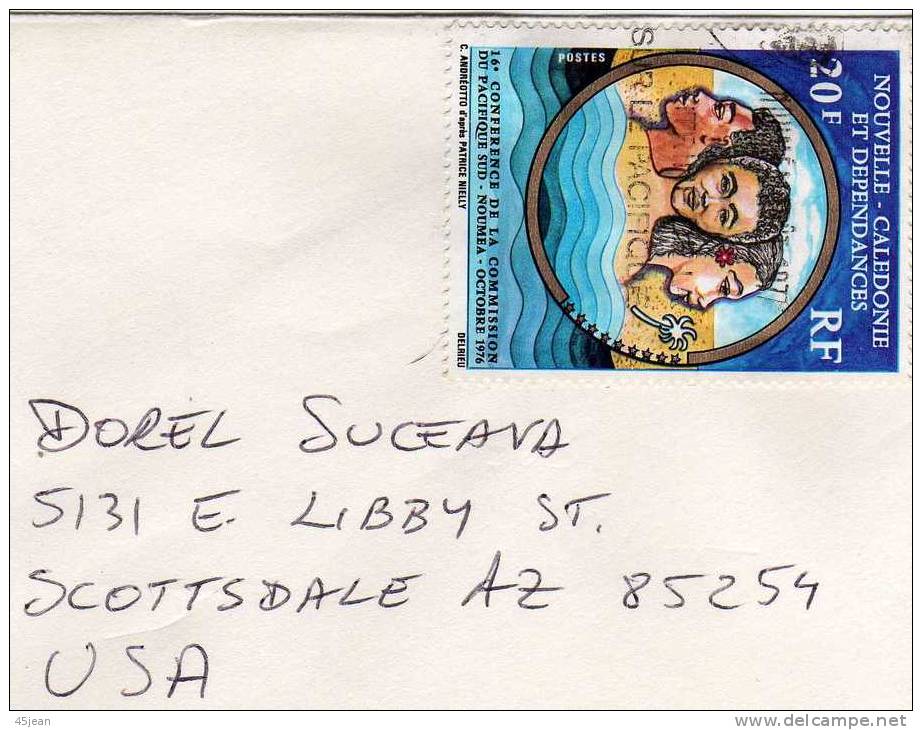 Nouvelle-Calédonie: L976 Enveloppe Avec Timbre 16è Conférence Du Pacifique Sud (lettre Bricolée Je Pense) - Lettres & Documents