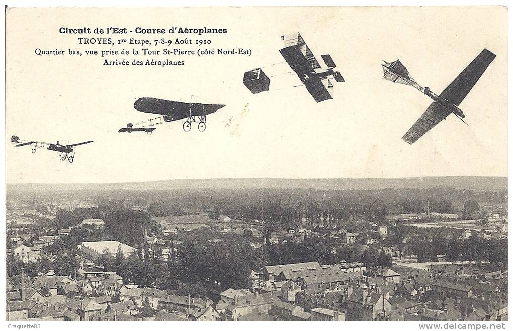 CIRCUIT DE L'EST-COURSE D'AEROPLANES-TROYES 7.8.9.AOUT 1910 Vue Prise De La Tour St-Pierre - Meetings