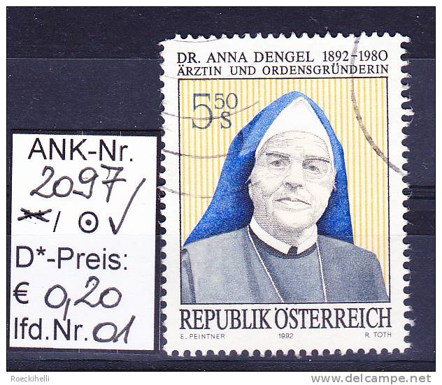 22.5.1992 -  SM  "100. Geburtstag - Dr. Anna Dengel"  -   O  Gestempelt  -  Siehe Scan  (2097o 01-06) - Usati