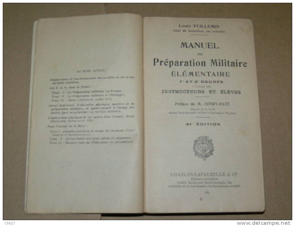 MILITARIA WW2  MANUEL DE PREPARATION MILITAIRE ELEMENTAIRE  /41 E EDITION/1934