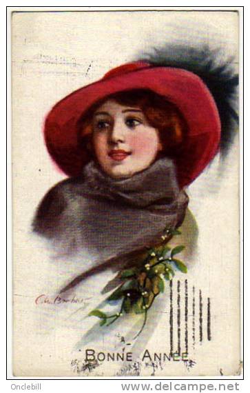 Barber Illustrateur Tête Femme Chapeau Gui  BKWI 1910  état Superbe - Barber, Court