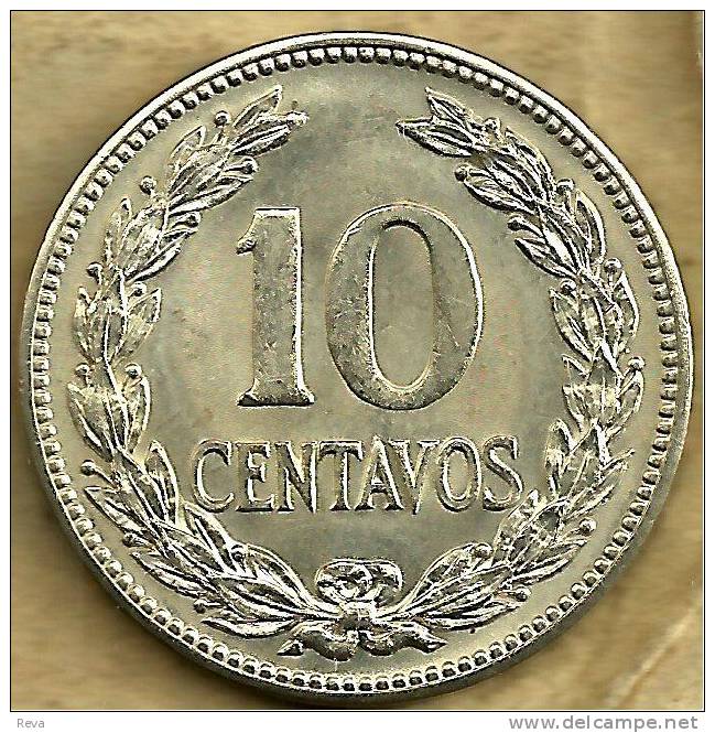 EL SALVADOR 10 CENTAVOS  WREATH FRONT MAN HEAD BACK 1952 EF AG SILVER KM? READ DESCRIPTION CAREFULLY!! - El Salvador