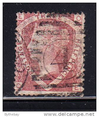 Great Britain Used Scott #32 1 1/2p Victoria Plate 3 Position ´OE' - Oblitérés