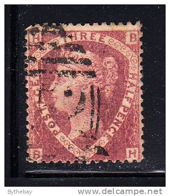 Great Britain Used Scott #32 1 1/2p Victoria Plate 1 Position ´BH´ - Nibbed Perfs - Oblitérés