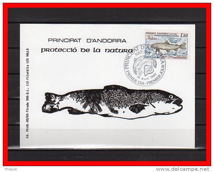 Tirage = 500 Ex. ANDORRE Carte Maximum De 1983 N° YT  312 " TRUITE ". Voir Scan Pour L'état ! - Cartes-Maximum (CM)