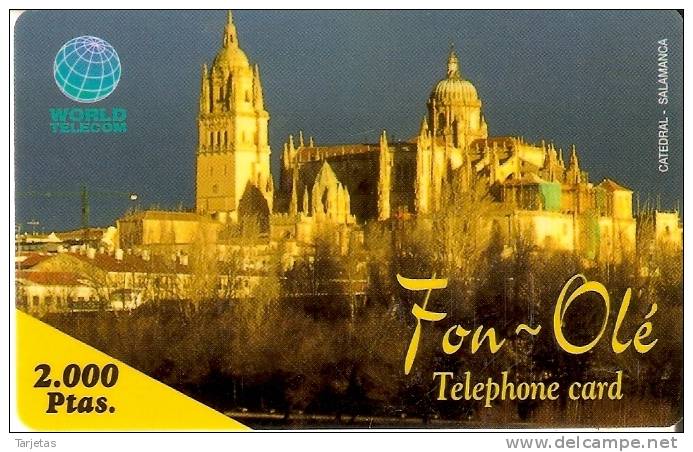 TARJETA DE ESPAÑA DE FON-OLE DE LA CATEDRAL DE SALAMANCA DE 2000 PTAS (PARTE TRASERA BLANCA) - Altri & Non Classificati