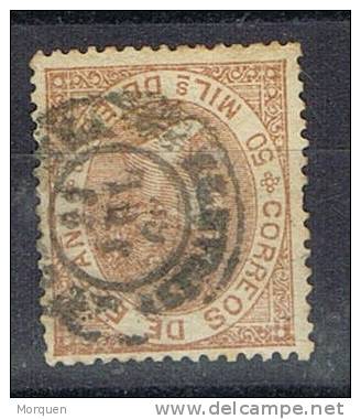 Sello 50 Milesimas Isabel II 1867, Fechador COCENTAINA (Alicante) Num 96 º - Used Stamps