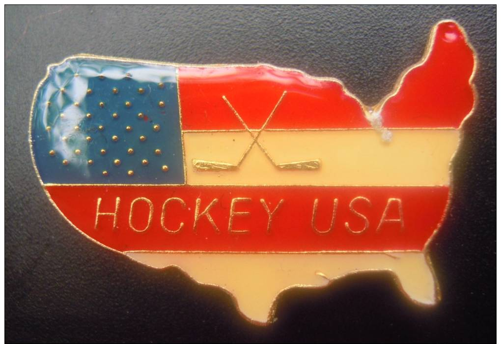 PIN´S - Hockey Sur Glace USA - RARE - Pim´s Pins Pims - Andere & Zonder Classificatie