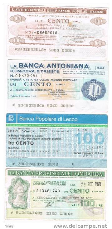 Italia Lotto 4 Miniassegni 1976/77 Circolati - Condizioni Buone Come Foto - [10] Checks And Mini-checks