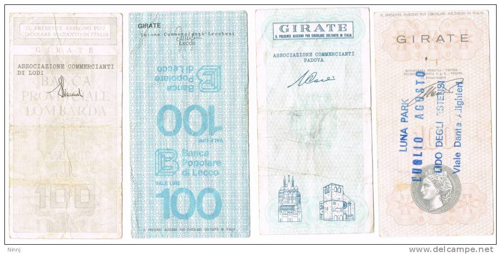 Italia Lotto 4 Miniassegni 1976/77 Circolati - Condizioni Buone Come Foto - [10] Scheck Und Mini-Scheck