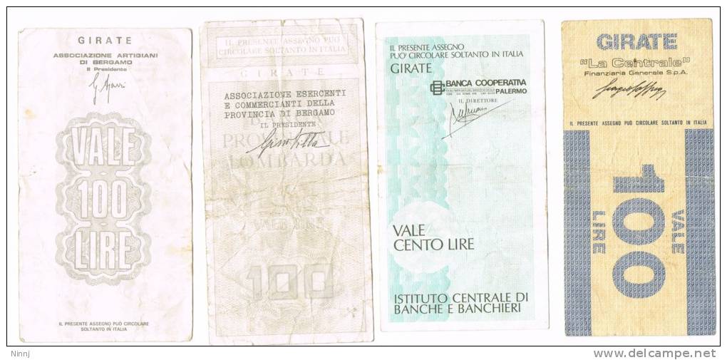 Italia Lotto 4 Miniassegni 1976/77 Circolati - Condizioni Buone Come Foto - [10] Checks And Mini-checks