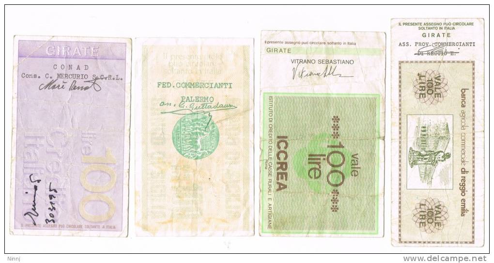 Italia Lotto 4 Miniassegni 1976/77 Circolati - Condizioni Buone Come Foto - [10] Cheques Y Mini-cheques