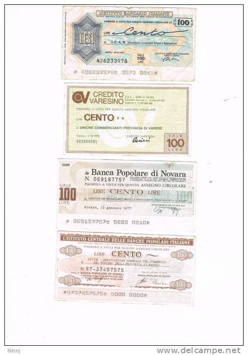 Italia Lotto 4 Miniassegni 1976/77 Circolati - Condizioni Buone Come Foto - [10] Checks And Mini-checks