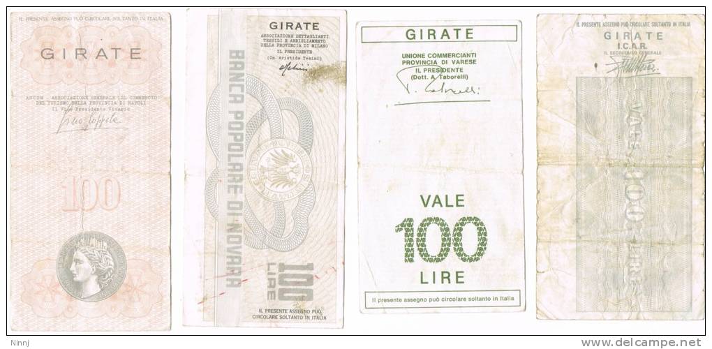 Italia Lotto 4 Miniassegni 1976/77 Circolati - Condizioni Buone Come Foto - [10] Cheques Y Mini-cheques