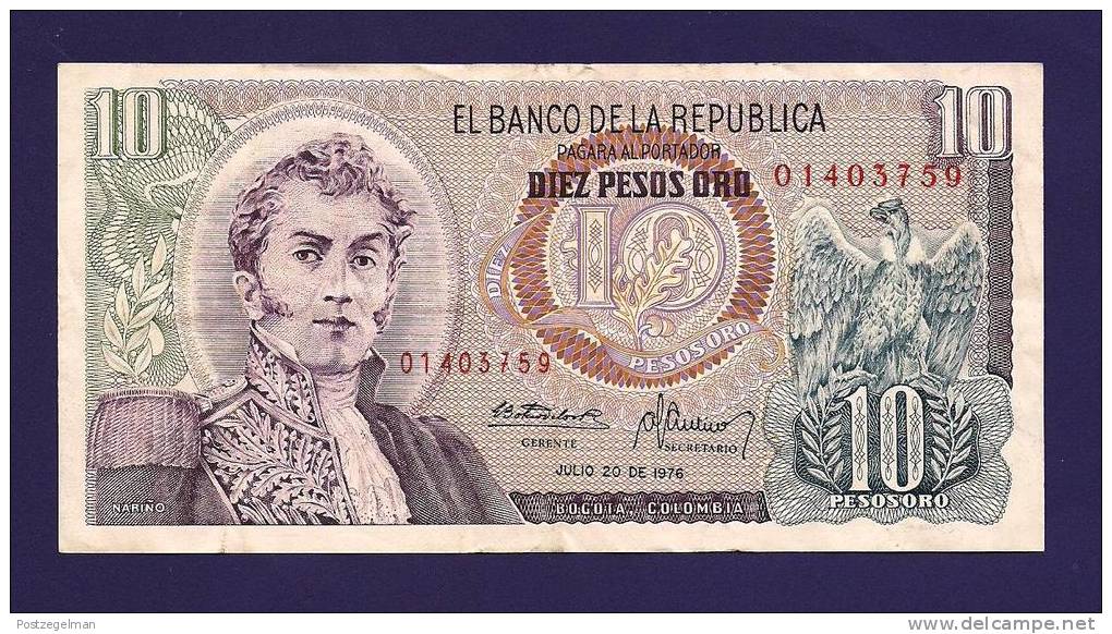 COLOMBIA 1963, Banknote,  USED VF , 10 Pesos, KM 407 - Colombia