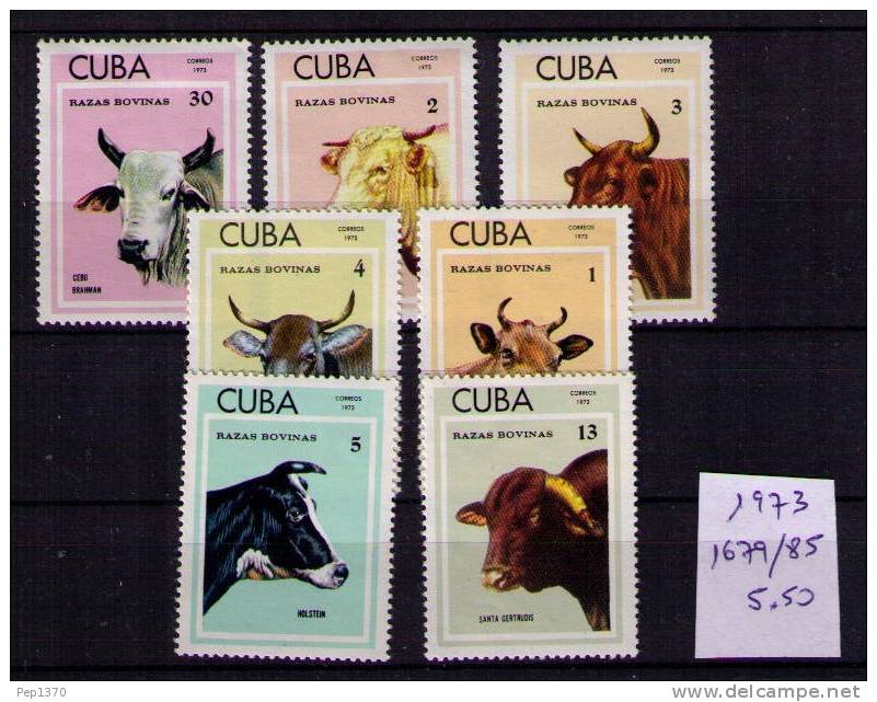 CUBA 1973 - FAUNA VACAS - YVERT 1679-1685 - Nuevos