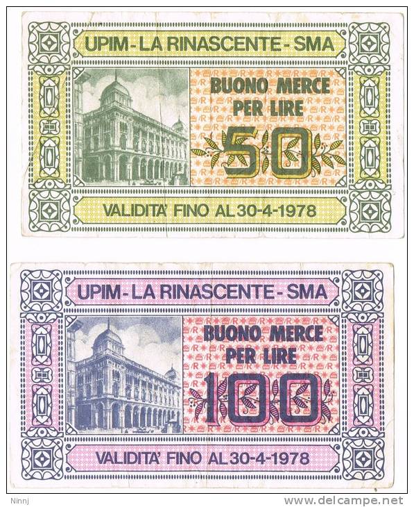 Italia Coppia 2 Rari Miniassegni UPIM-LA RINASCENTE Con Validità Sino Al 30.4.1978 Circolati -Condizioni Buone Come Foto - [10] Cheques Y Mini-cheques