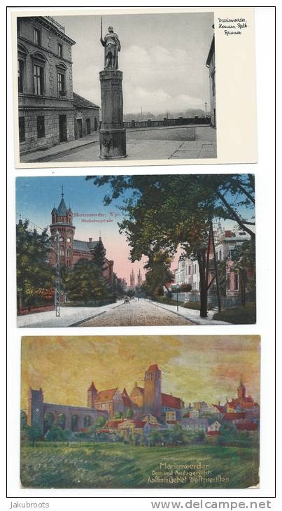 THREE  ILLUSTRATED POSTCARDS " MARIENWERDER   /  KWIDZYN  " - Zonder Classificatie