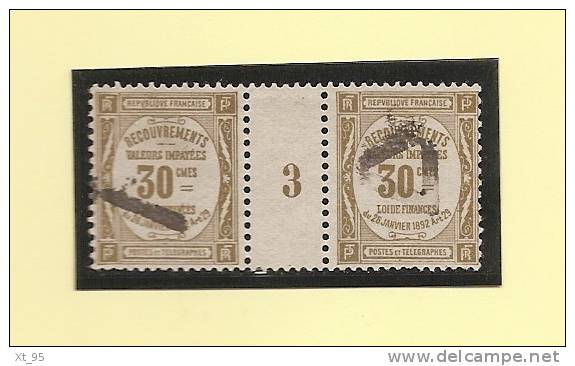 Taxe N°46 - 1923 - Millesime 3 - Recouvrement - 30cts - Oblitere - Cote 65€ (cote Du * Neuf Avec Charniere) - 1859-1959 Afgestempeld