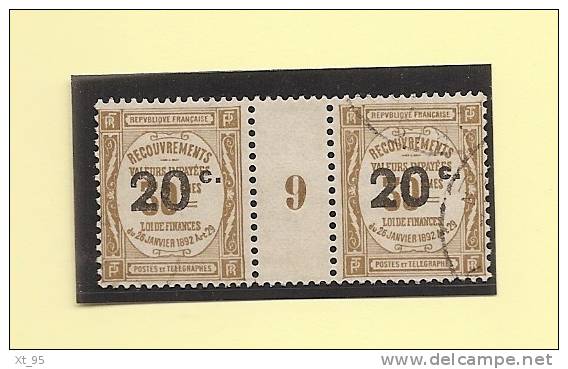 Taxe N°49 - 1909 - Millesime 9 - Recouvrement - 20c/30cts - Oblitere - Cote 170€ (cote Du * Neuf Avec Charniere) - 1859-1959 Usados