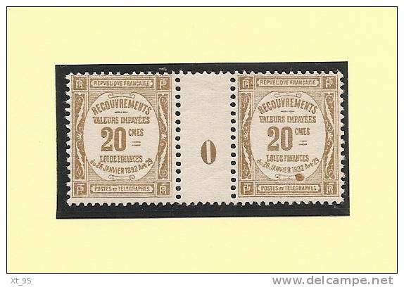 1920 - Millesime 0 - Recouvrement - 20cts - Neuf Sans Charniere - Petite Tache Sur Timbre De Droite - Cote 290.00 Euros - Millesimes