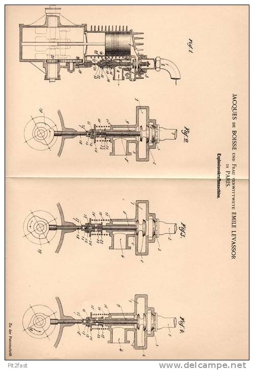 Original Patentschrift - Jacques De Boisse Und E. Levassor In Paris , 1900 , Explosionskraftmaschine !!! - Machines