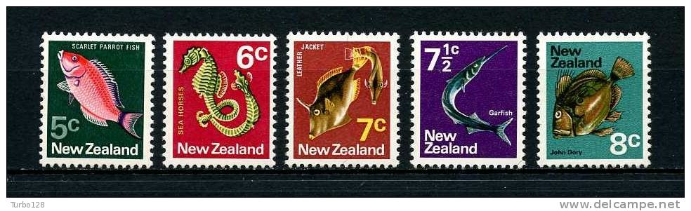 **Nlle Zélande 1970 N° 514/518 ** = MNH. Superbe.  Cote: 8,30 &euro;  (Faune, Poissons, Fishes, Fauna) - Unused Stamps