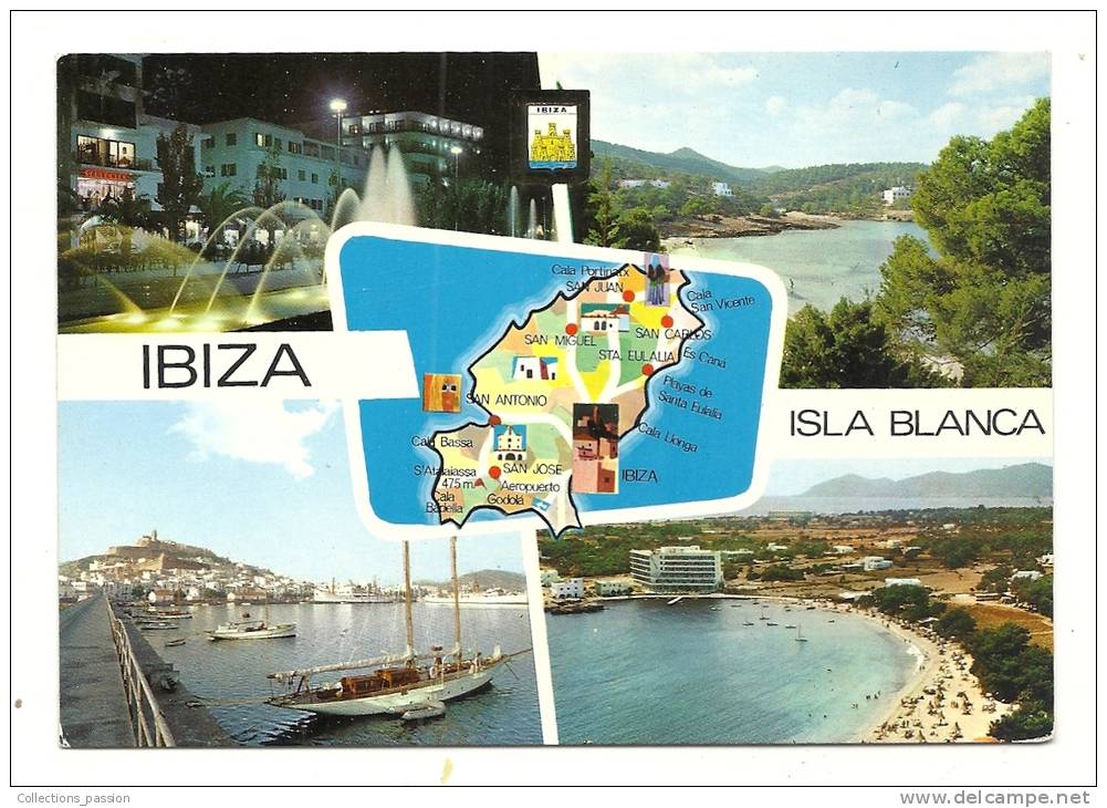 Cp, Espagne, Iles Baléares, Ibiza, Isla Blanca,  Multi-Vues, Voyagée - Ibiza