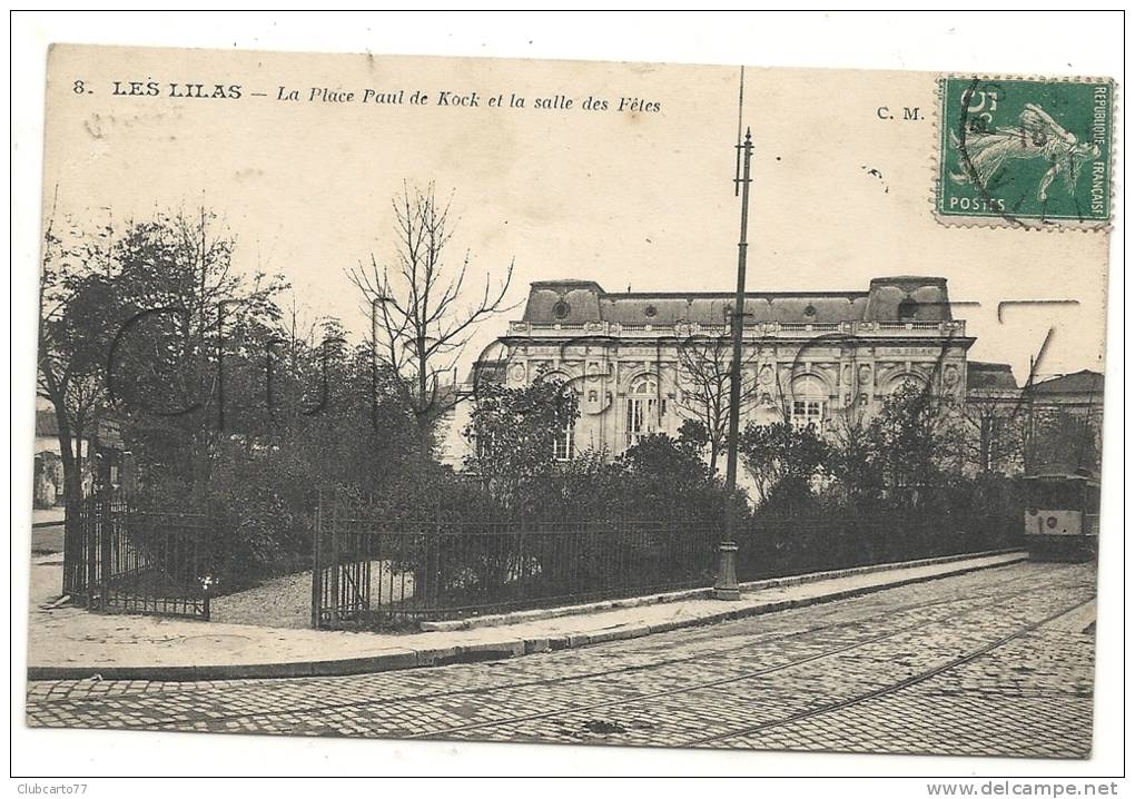 Les Lillas (93) : Arrivée D'un Tramway à La Place Paul De Kock Et Salle Des Fêtes Env 1911 (animée). - Les Lilas