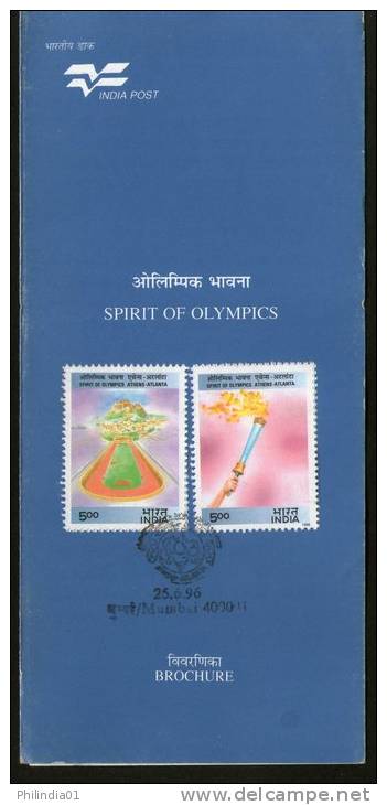 India 1996 Spirit Of Olympics Athens-Atlanta Tourch Cancelled Folder - Estate 1996: Atlanta