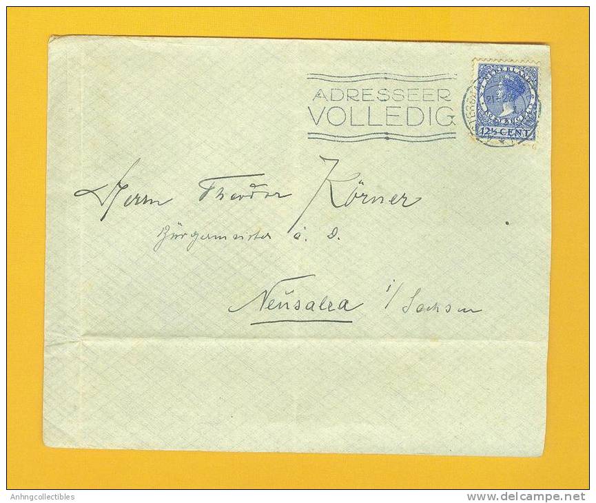 Netherlands Postly Used Old Cover - Interesting Postmark - Covers & Documents