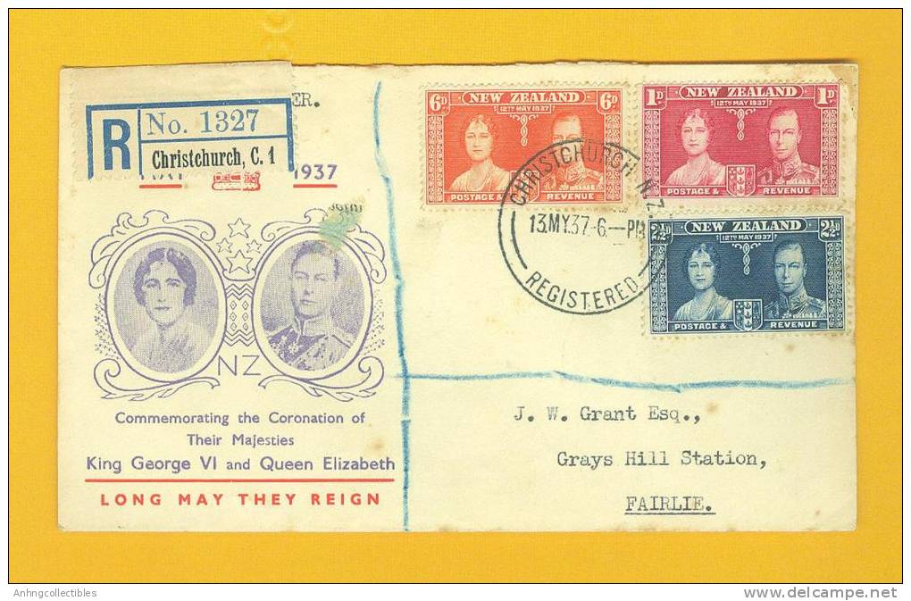 New Zealand: Postly Used Cover: Registered 1937 - Fine Used Cover - Luchtpost