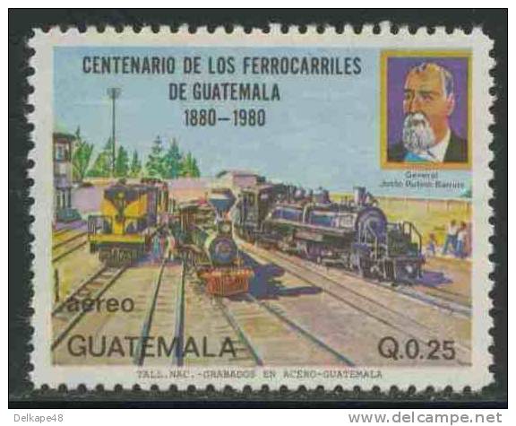 Guatemala 1983 Mi 1217 Aero ** General Barrios And Trains At Station / Lokomotiven – Cent. Guatemala Railway - Trains