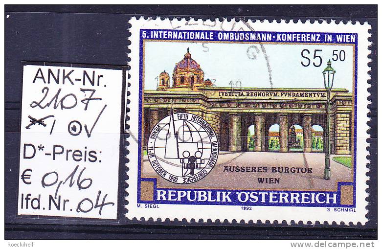 9.10.1992 -  SM  "5. Int. Ombudsmann-Konferenz -  Wien 1992"  -  O  Gestempelt  -  Siehe Scan  (2107o 01-06) - Gebraucht