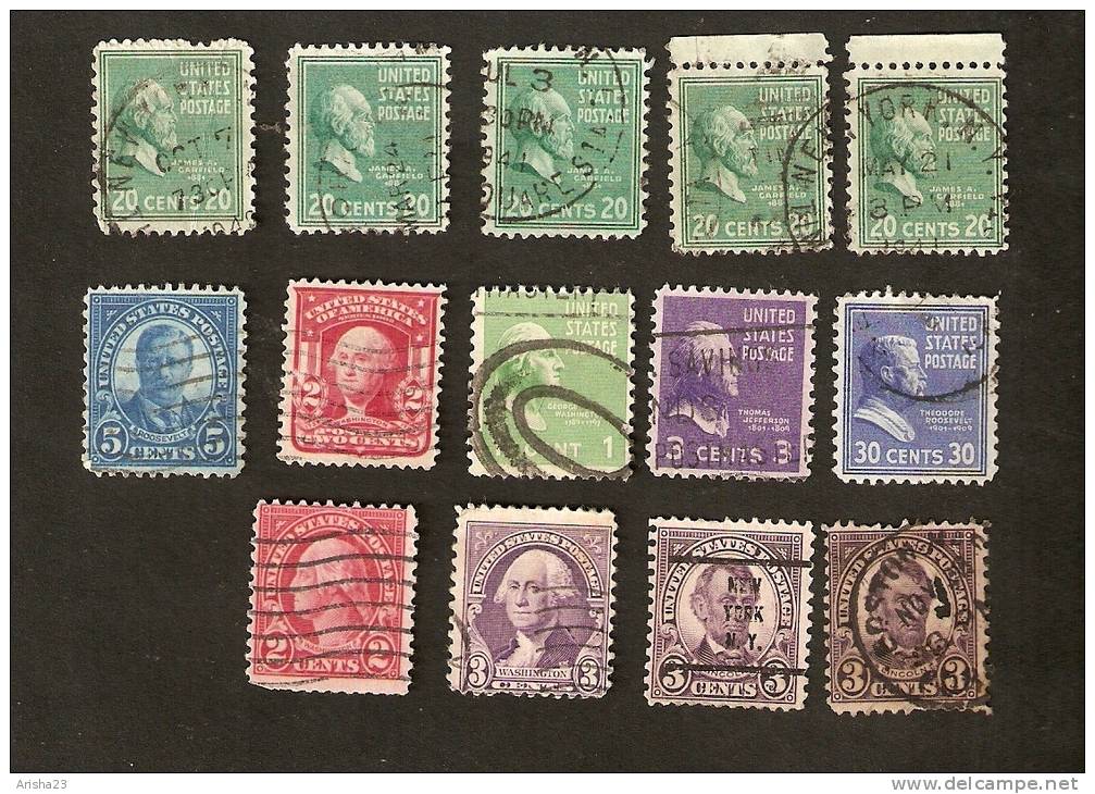 Z12-6-7. United States, USA, LOT Set Of 14 - 1938 James Garfield Thomas Jefferson Lincoln Roosevelt Georges Washington - Collections