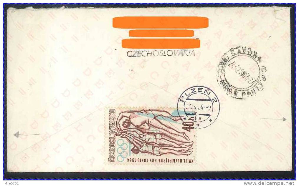 CESKOSLOVENSKO, CZECHOSLOVAKIA, CZECH - TOURISM / TOURISME 19.02. 1964 - FDC + XVIII OLYMPIC GAMES 40 H - RACCOMANDATA - Lettres & Documents
