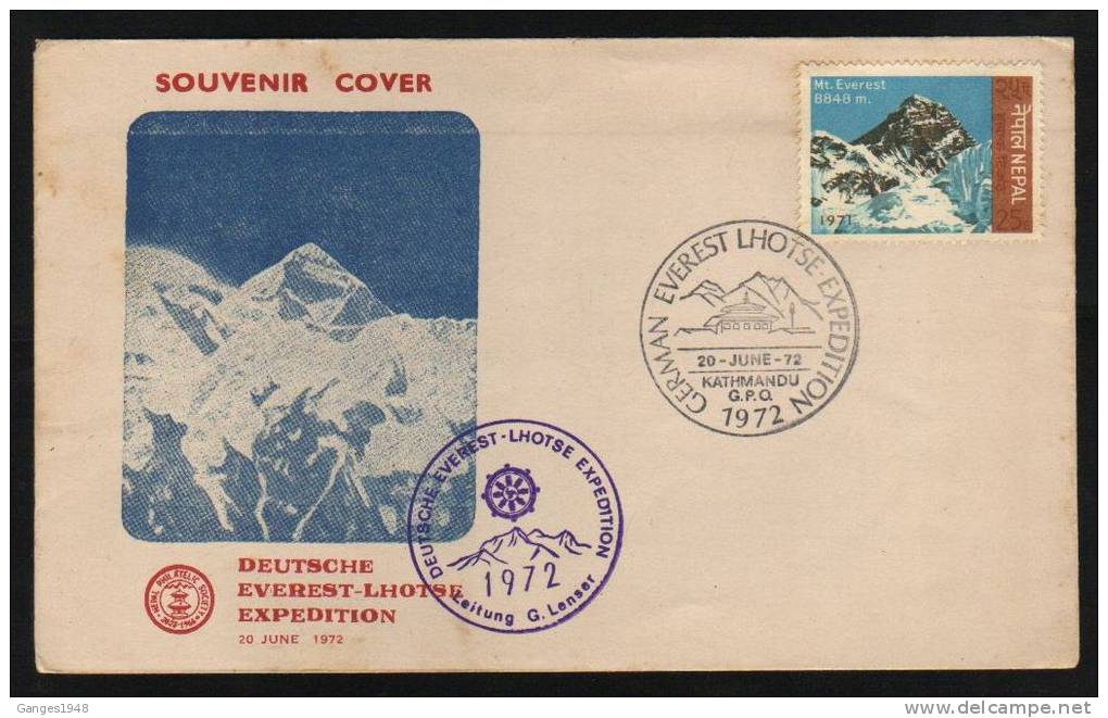 Nepal  1972  Deutsche  Everest Lhotse Expedition  Souvenie Cover #  29185d - Escalada