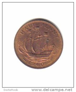 GREAT BRITAIN    1/2  PENNY   1940  (KM# 844) - C. 1/2 Penny
