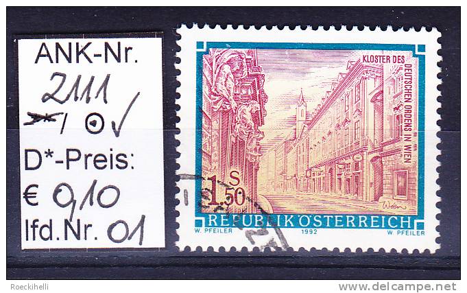 23.10.1992 -  Freim.-Erg.Wert  "Stifte U. Klöster In Ö" -  O  Gestempelt  -  Siehe Scan  (2111o 01-12 ) - Oblitérés